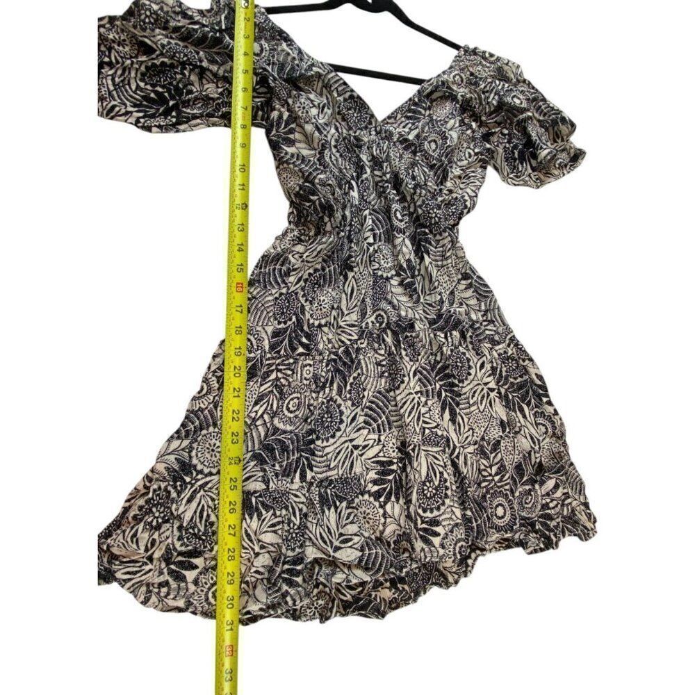 Zara Womens Mini Dress S Black White Floral Flutter Sleeve Flowy 9878/249 NWT - Picture 3 of 6